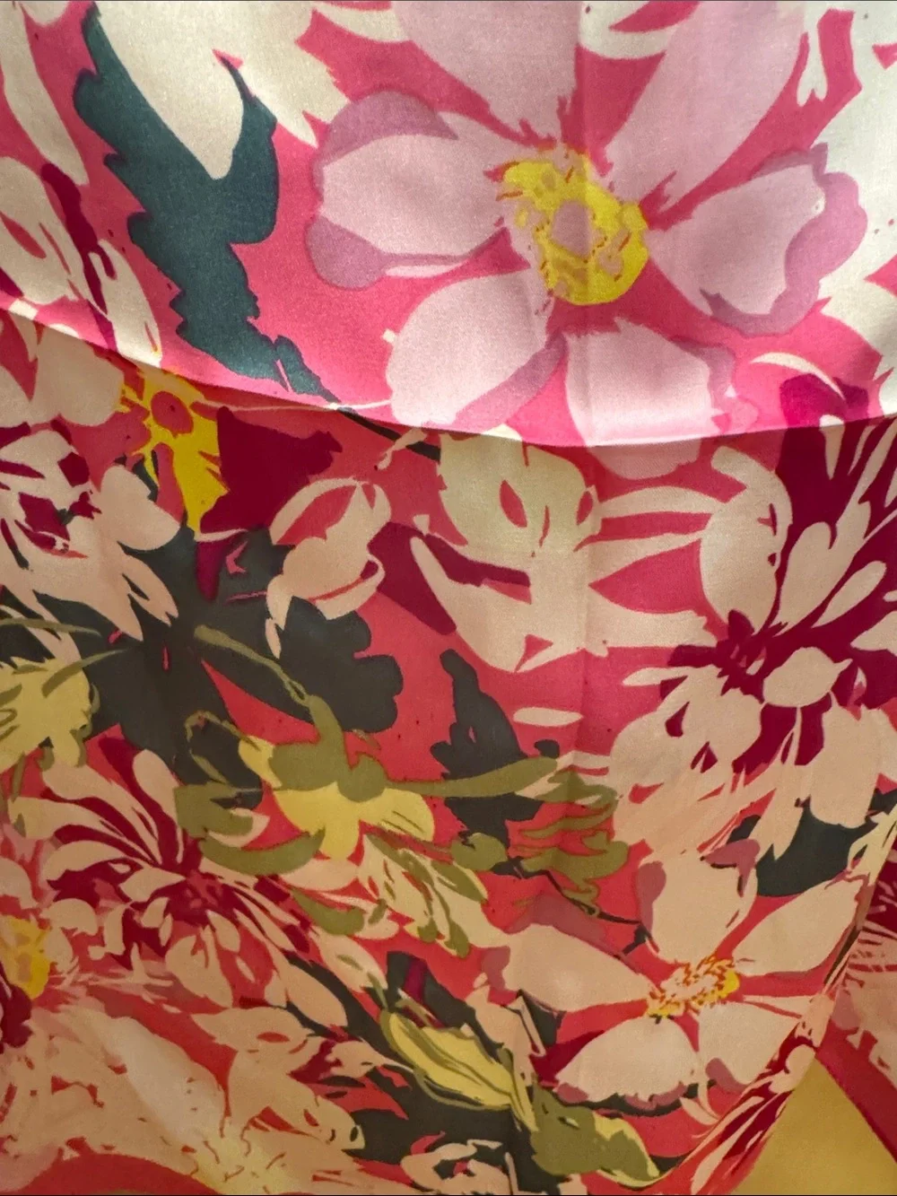 Bright Pink Floral Silk Scarf NWOT
